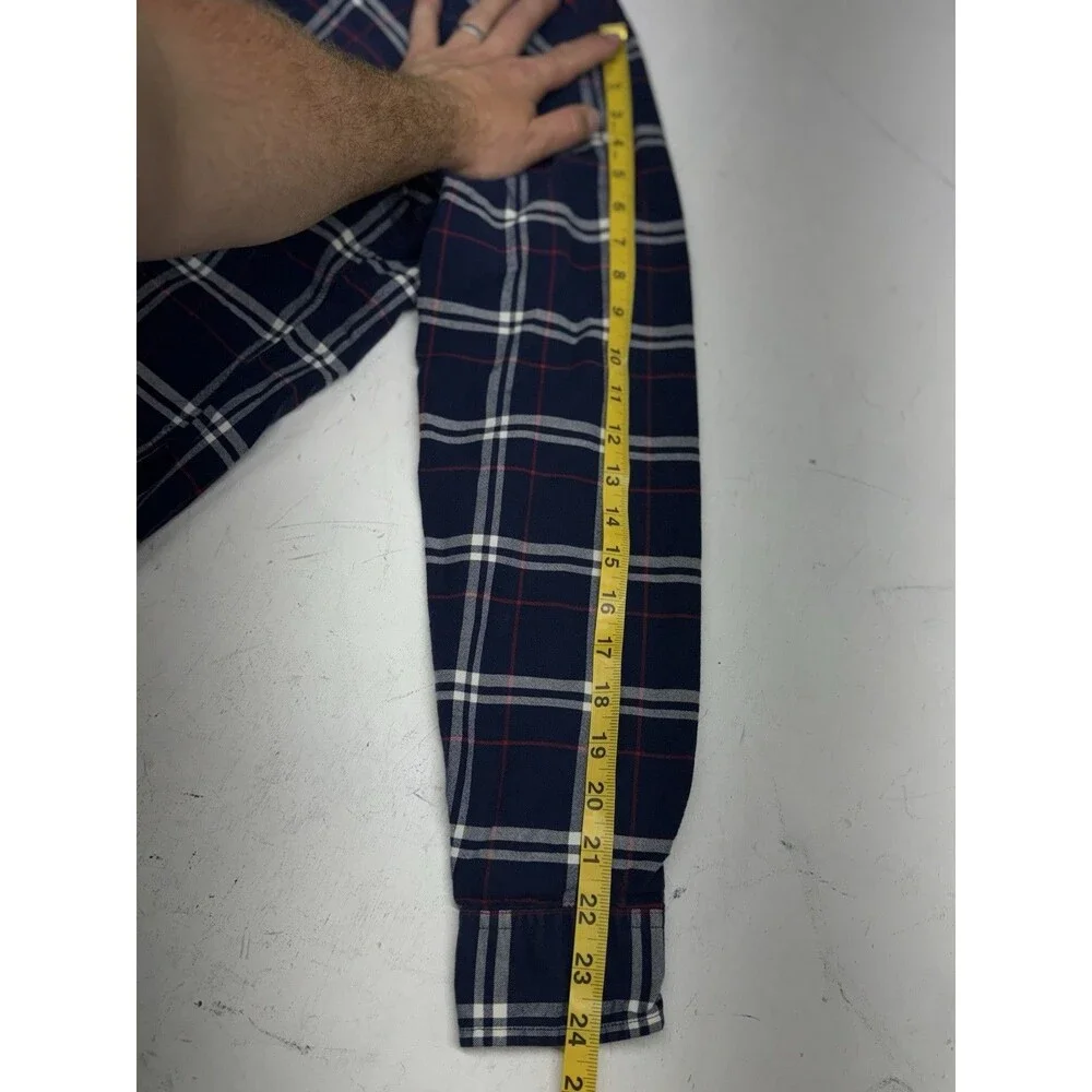 J Crew Vintage Oxford Dress Shirt Plaid Long Sleeve Button Up Blue Mens XS